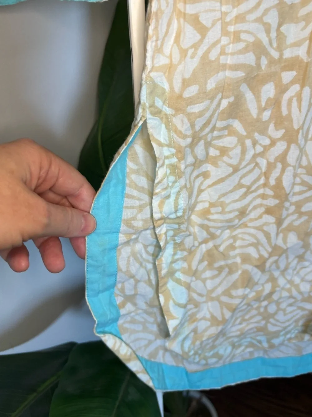 Le Soleil Miami Cream & White Floral Swimsuit Cover Up with Turquoise Trim - Picture 5 of 16